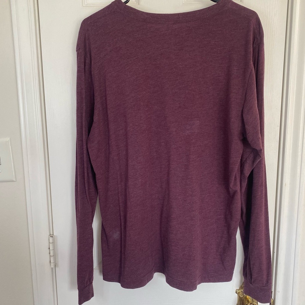 Thankful Grateful Blessed Graphic Tee Large Maroon Long Sleeve Christian Shirt L - Picture 8 of 8